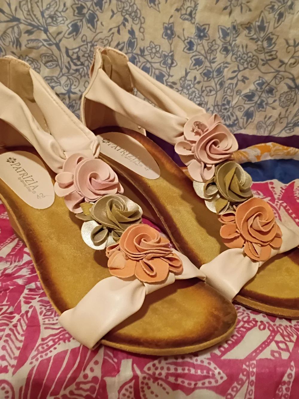 Patrizia Harlequin Women's Wedge Sandals Peach US 10.5 EU 42